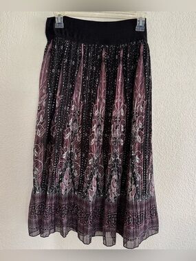 Metrowear Black Mauve Pleated Midi Skirt Whimsigoth Fairy Grunge Dark Moody L
